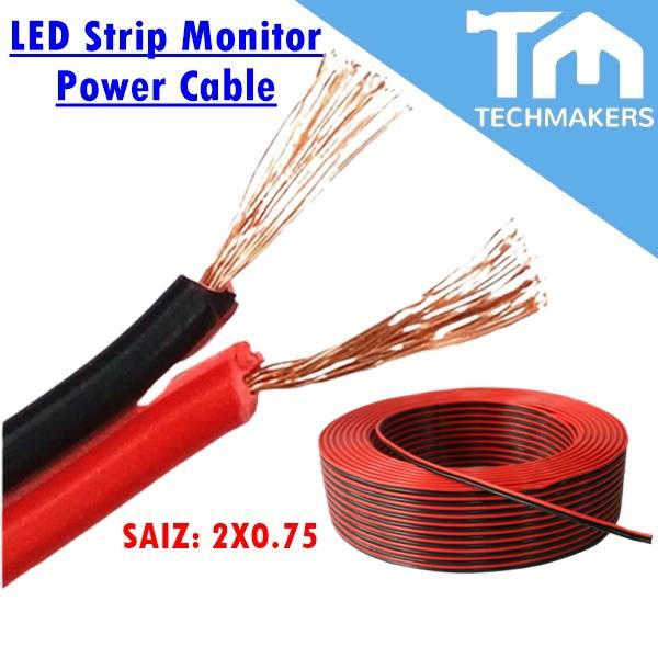 1 Meter of Twin Flat cable Copper Wire (Red/Black) 2X 0.75 LED Strip