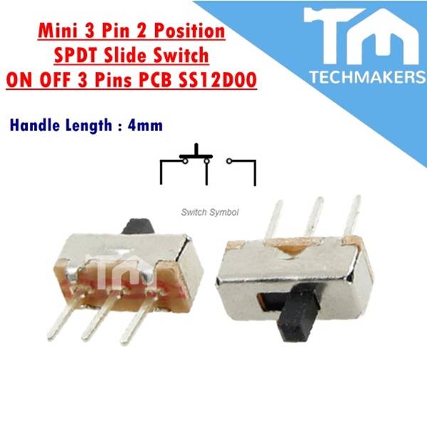 thumbnail image 2 of 10Pcs Interruptor On-off Mini Slide Switch SS12D00 SS12D00G3 3pin 1P2T... 2 of 12