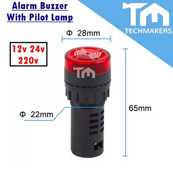 AD1622SM Pilot Lamp 12V 24V 220V Alarm Buzzer With LED Indicator Pilot