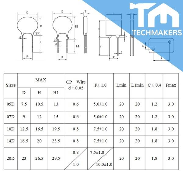 1pc Varistor 10D 220K 330K 390K 470K 560K 820K 221K 331K 391K 471K 561K
