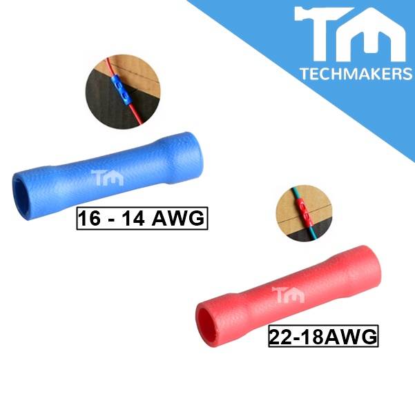 1pcs BV1.25(Red) BV2(Blue) Straight Butt Wire Terminal Splice Crimp PVC