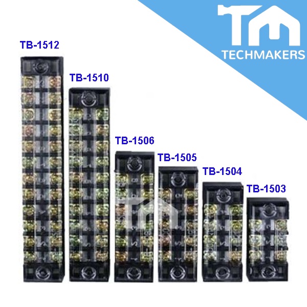 TB15 TB-15 3/4/5/6/8/10/12/15 Fixed Barrier Terminal Block 600V, 15A ...