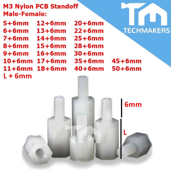 M3 Male to Female White Nylon Hex Hexagonal Screw Thread PCB Standoff Standoff Spacer Spacers