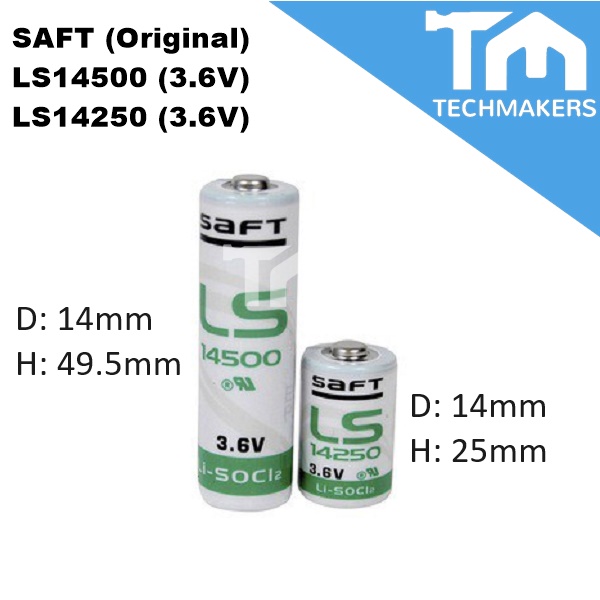 Saft Original LS14500 LS14250 LS 14500 LS 14250 1/2AA Li-SOCI2 3.6V ...