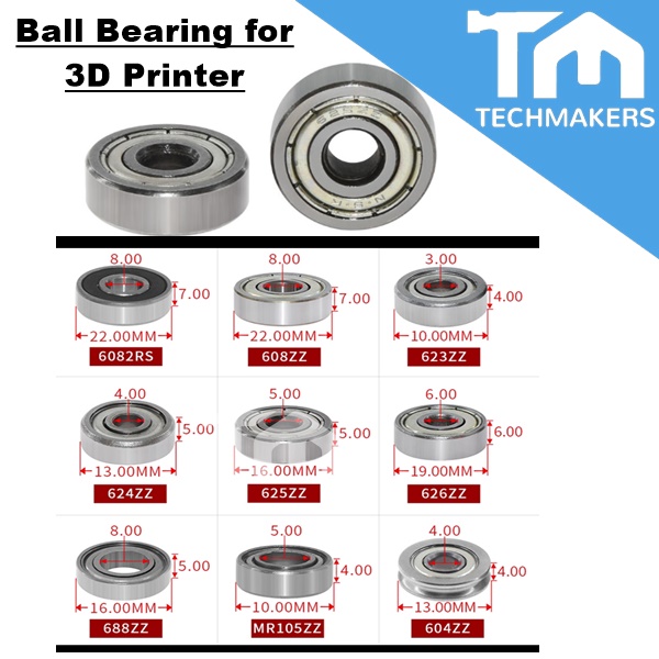 608ZZ 623ZZ 624ZZ 625ZZ 626ZZ Ball Bearing for 3D Printer XYZ Axis