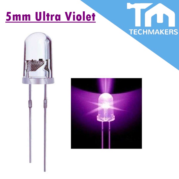 UV LED 5mm (Purple Color) Ultraviolet Emitting Diode Light Lamp Bulb